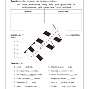 countable and uncountable nouns