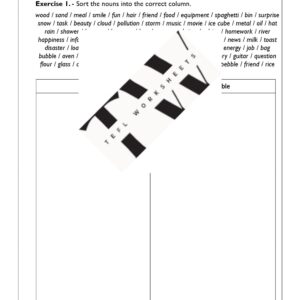 countable and uncountable nouns (sort exercise)