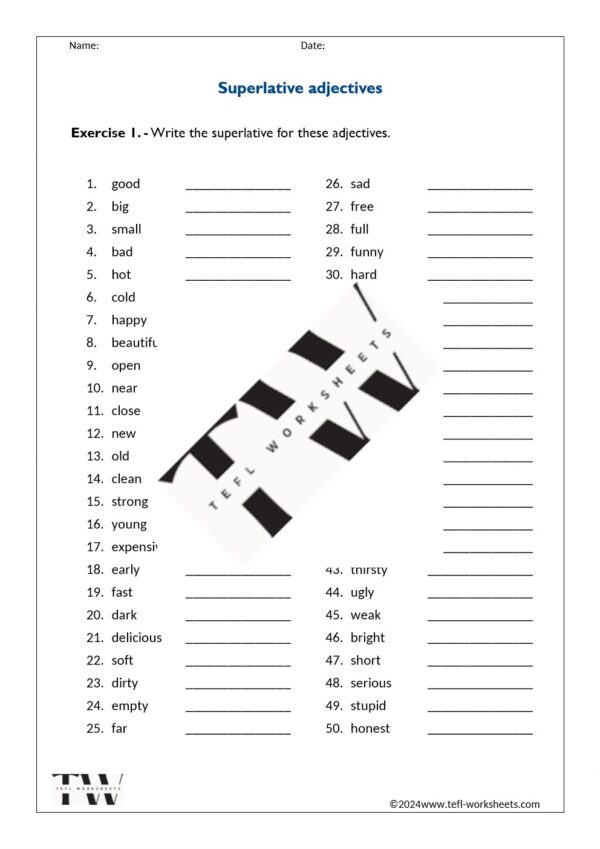 top 50 superlative adjectives