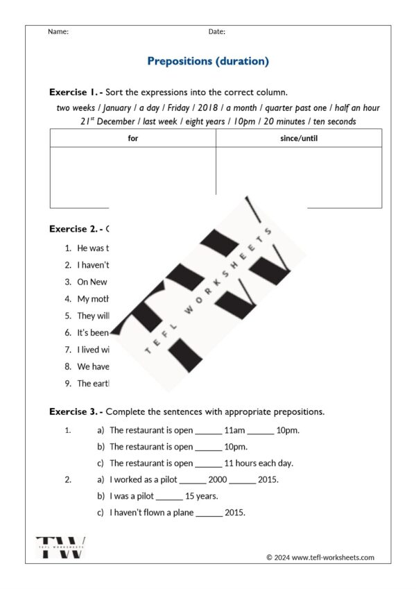 prepositions (duration)