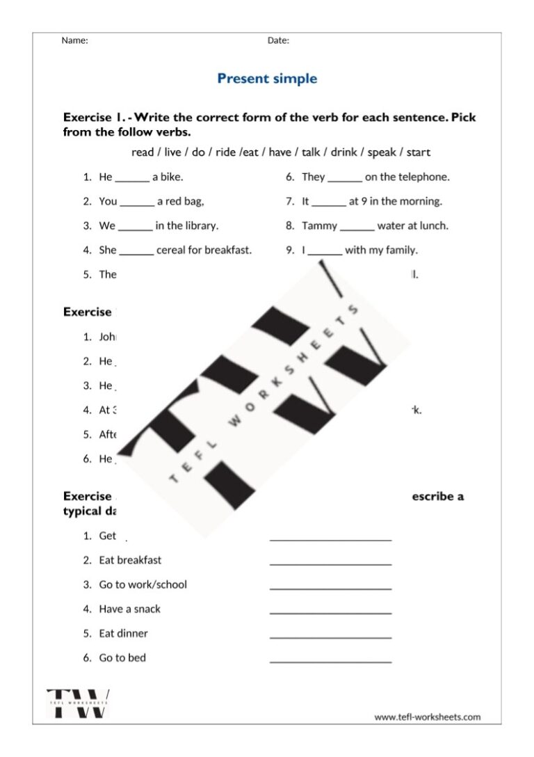 present simple - tefl-worksheets.com