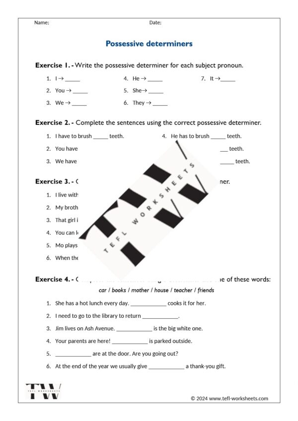 possessive determiners