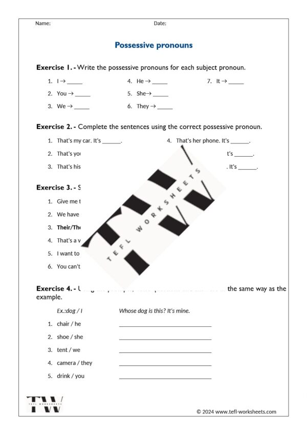 possessive pronouns